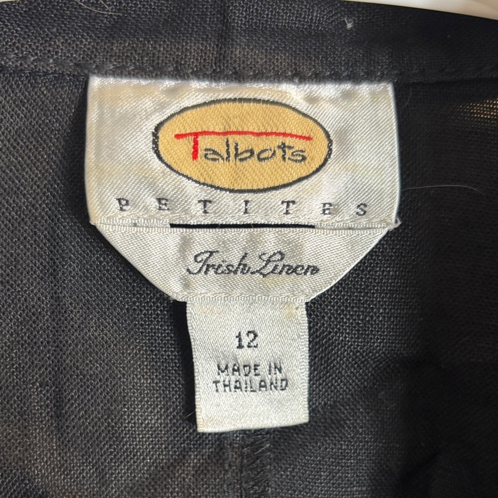 Talbots Irish Linen black Button-Up Blouse size 12 P - Picture 3 of 7
